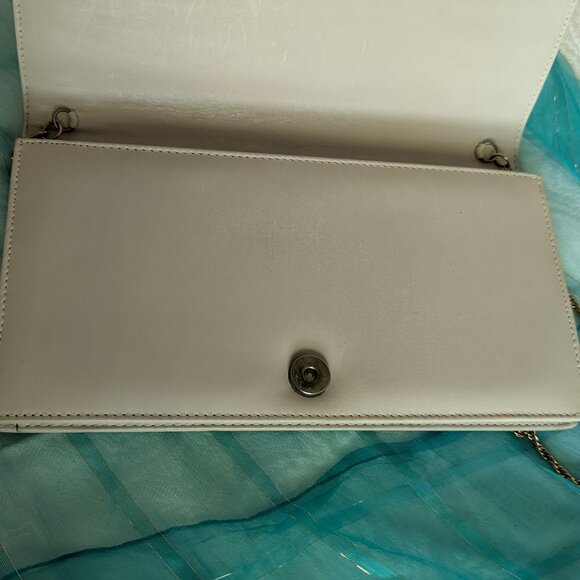 VINTAGE BEIGE CREAM ENVELOPE BAG GENUINE LEATHER 1970s Like New - Picture 6 of 11